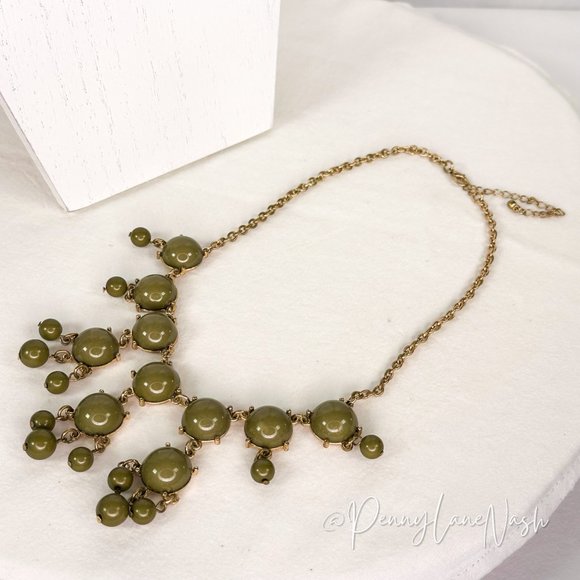 Vintage Olive Green Circle Bubbles Bib Necklace - Picture 5 of 6